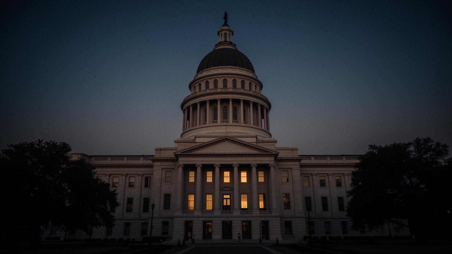 The Alabama State Capitol at dusk